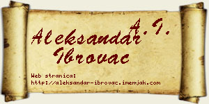 Aleksandar Ibrovac vizit kartica